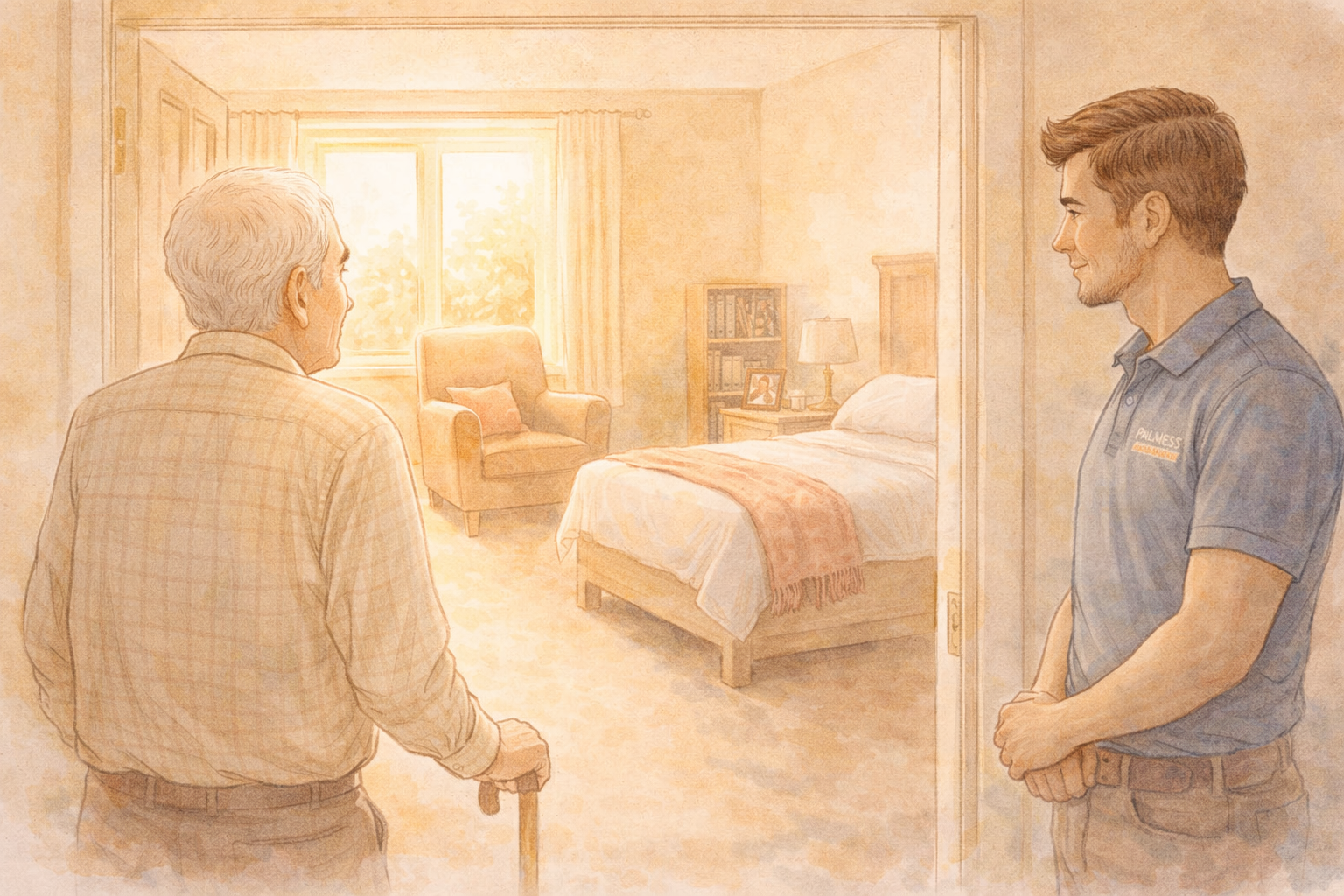 Furniture carefully placed in a care home room to feel like home