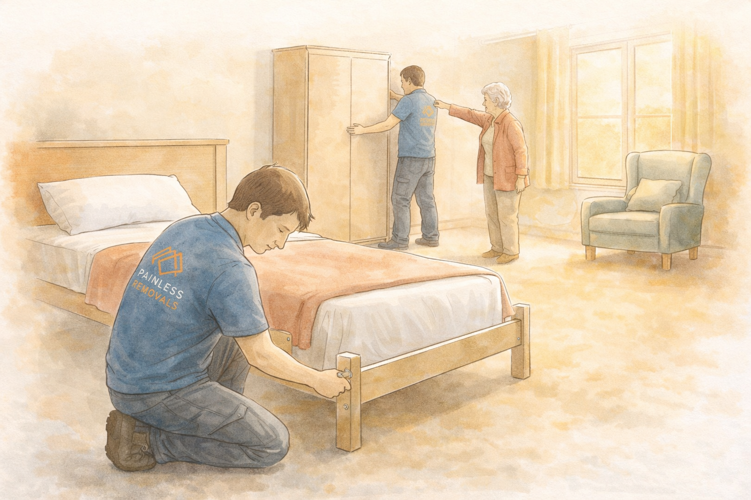 Furniture carefully placed in care home room exactly where resident wants it